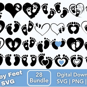 SVG-Dateien für Cricut, Digitaldruck, Babyfüße, Mädchenfüße, Jungenfüße und Babypakete