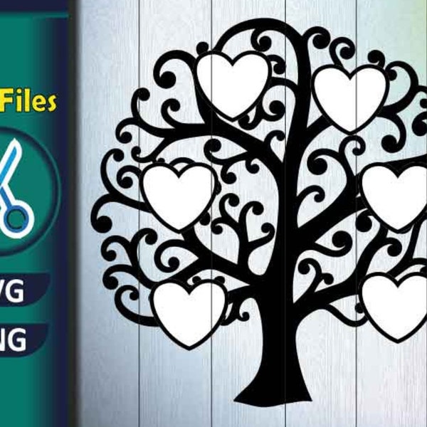 Family Tree  Svg, 2-16 Members, Tree Of Life Svg, Family Tree Branch, Family Tree Clipart,Tree Monogram Svg, family tree with heart svg