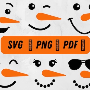Simpatico pupazzo di neve con facce in formato Svg, pacchetto in formato Svg del pupazzo di neve, pupazzo di neve in formato Svg di Natale, pupazzo di neve con file di taglio, ciglia in formato Svg, pupazzo di neve delle vacanze invernali, decorazione di Natale