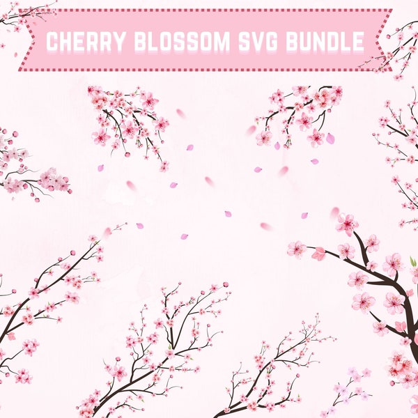 Cherry Blossom Svg, Cherry Blossom Png, Cherry Blossom Clipart, Svg Files For Cricut, Pink Flowers Svg, Instant Download