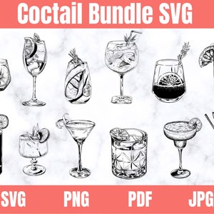 Pacchetto SVG Cocktail, SVG Cocktail, Pacchetto Cocktail a Strati, File SVG Cricut, Clipart di Bevande, Png Cocktail