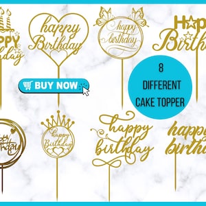 Joyeux anniversaire de gâteau SVG, joyeux anniversaire bricolage, décoration de fête, nouveau joyeux anniversaire de gâteau acrylique SVG, lot de décorations de gâteau d'anniversaire,