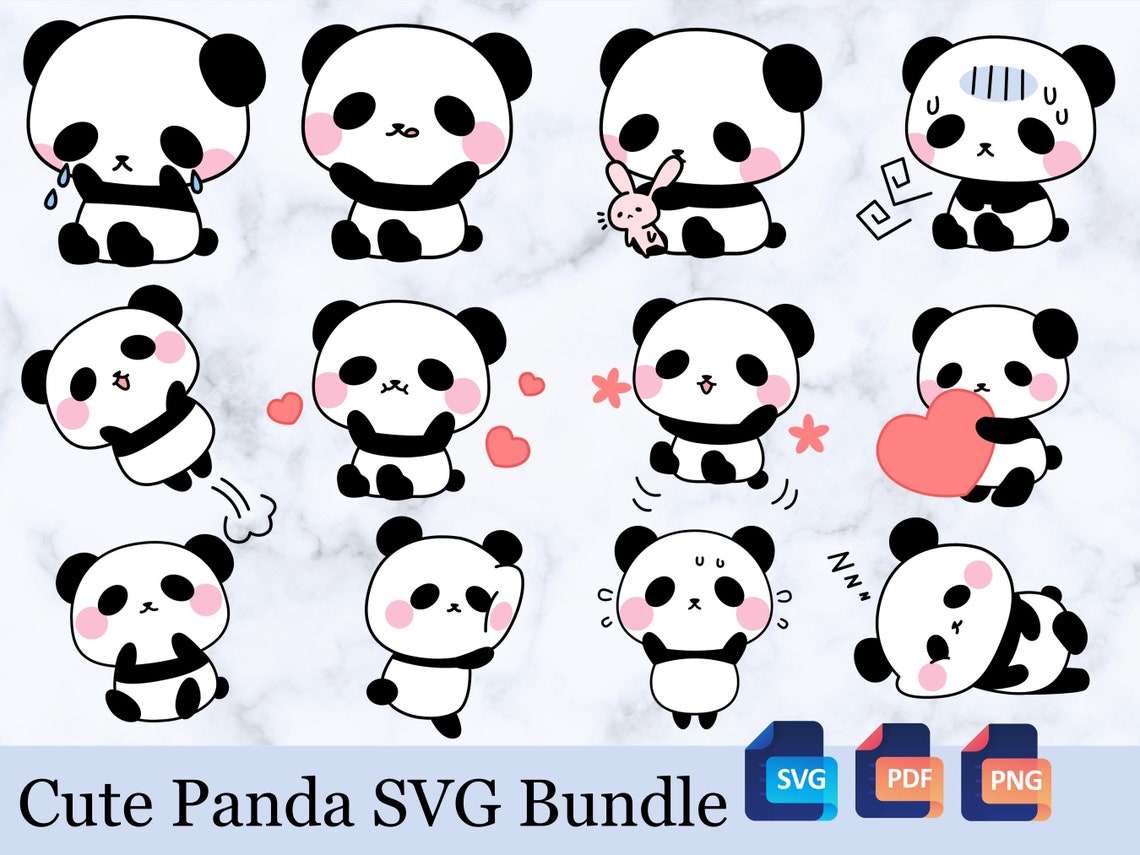 Cute Panda Svg, Panda Svg, Panda Svg Bundle, Panda Head Svg, Panda ...