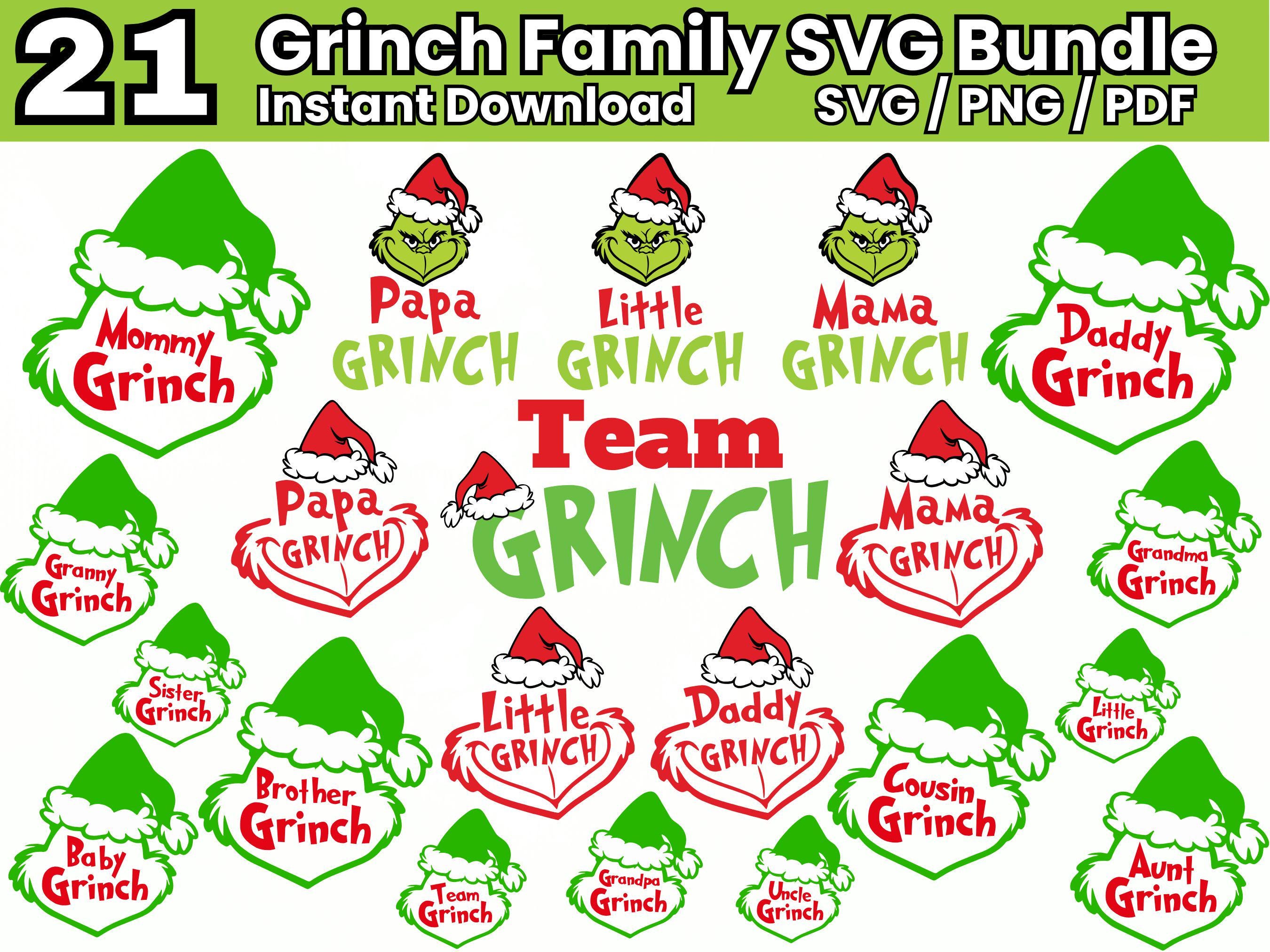 Grinch Family svg, Team Grinch SVG, Grinch Christmas Clipart, Grinch Face Cut File, Grinch PNG Bundle, Christmas SV, Grinch digital download