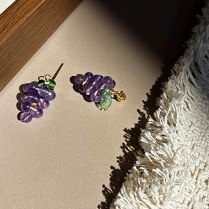 Amethyst Grape Stud Earrings