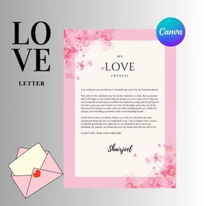 Personalized Valentine&#39;s Love Note - Customizable Romantic Letter - Instant Digital Download