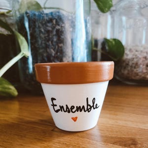Pot en terre cuite peint à la main "Ensemble"  | Cache-pot personnalisé avec message