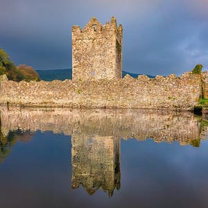 Narrow Water Castle Reflection Print – Medieval Irish Castle Wall Art – County Down Landscape Photography – Historic Ireland Home Decor