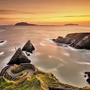 Photographie de paysage irlandais, port de Dunquin, Wild Atlantic Way, comté de Kerry de la péninsule de Dingle, Irlande pittoresque, impression photo d&#39;art Irlande