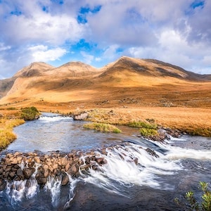 Bundoragha River County Mayo, irlandzka fotografia krajobrazowa, irlandzka sztuka ścienna, fotografia krajobrazowa Connemara, irlandzka sztuka ścienna na wsi