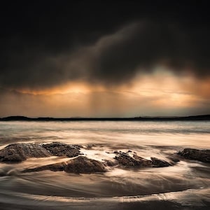 Irlandzki krajobraz wydruk, Glassilaun Connemara, Dziki Atlantyk, Irlandzka fotografia krajobrazowa, Connemara krajobraz wydruk, Stormy Weather Photo