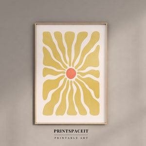 Stampa botanica floreale astratta, Arte murale floreale astratta, Stampe gialle moderne, Decorazione murale scandinava, DOWNLOAD DIGITALE