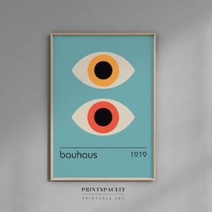 Arte della parete stampabile Bauhaus, stampa moderna di metà secolo, stampa poster Bauhaus Eye, poster della mostra, stampa minimalista, download digitale