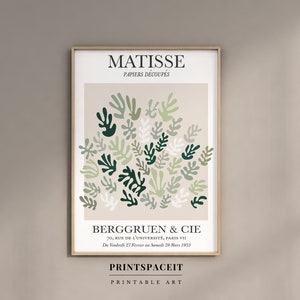 Impresión verde salvia de Matisse, impresión de recortes de Matisse, cartel de exposición del museo, descarga digital imprimible de decoración boho de moda
