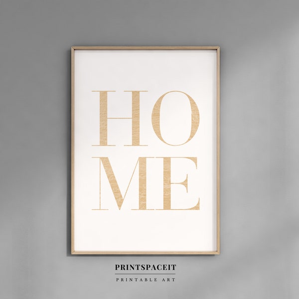 Home Sign, Home Print gold , Home Word Printable, Home Typography Print, gold Decor, Home Printable, Home Decor Wall Art, digital download