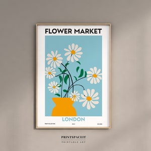 Poster del mercato dei fiori, mercato dei fiori di Londra, download digitale, arte della parete botanica, stampa londinese, stampa del mercato dei fiori di Matisse