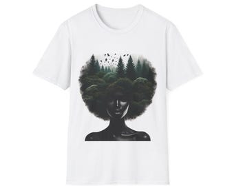 アフリカンビューティー：アフロシルエット ユニセックス ソフトスタイル T シャツ