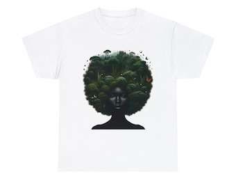 アフリカンビューティー：アフロシルエット ユニセックス ヘビーコットン T シャツ