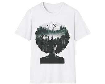アフリカンビューティー：アフロシルエット ユニセックス ソフトスタイル T シャツ