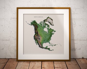 América del Norte: imágenes en relieve sombreado alfa de alta resolución • Póster de mapa imprimible de EE. UU.