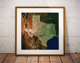 Texas - Shaded Relief Map Print