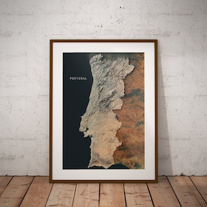 Portugal — Affiche de carte d'imagerie satellite