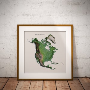 Nordamerika — Alpha Shaded Relief US Landkarte Poster