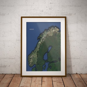 Norvège — Affiche de carte d'imagerie satellite