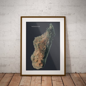 Madagaskar: kaartposter met satellietbeelden