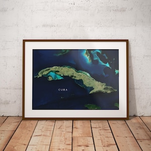 Cuba — Cartaz do mapa de imagens de satélite