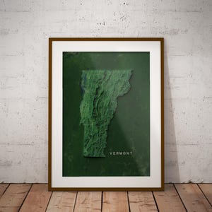 Vermont — Image satellite des États-Unis, affiche de carte
