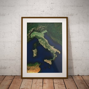 Italien — Satellitenbilder Karte Poster