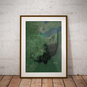 Ohio — Carte des États-Unis avec imagerie satellitaire Poster