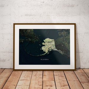 Alaska — Carte des États-Unis avec imagerie satellitaire Poster