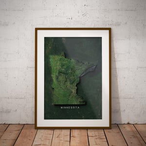 Minnesota — Carte des États-Unis avec imagerie satellitaire Poster