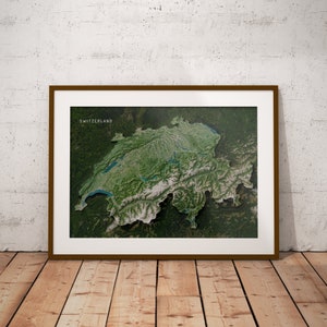 Schweiz — Satellitenbilder Karte Poster