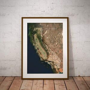 Californie — Image satellite de la carte des États-Unis Poster