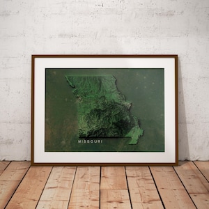 Missouri — Carte des États-Unis avec imagerie satellitaire Poster