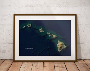 Hawaii — Satellite Imagery US Map Poster