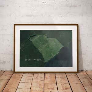 Caroline du Sud : carte des États-Unis avec imagerie satellitaire Poster