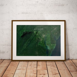 Maryland — Carte des États-Unis avec imagerie satellitaire Poster