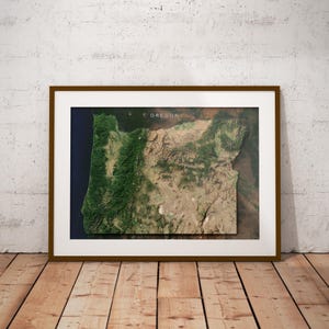 Oregon — Satellite Imagery US Map Poster