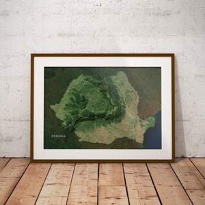Roumanie — Affiche de carte d'imagerie satellitaire