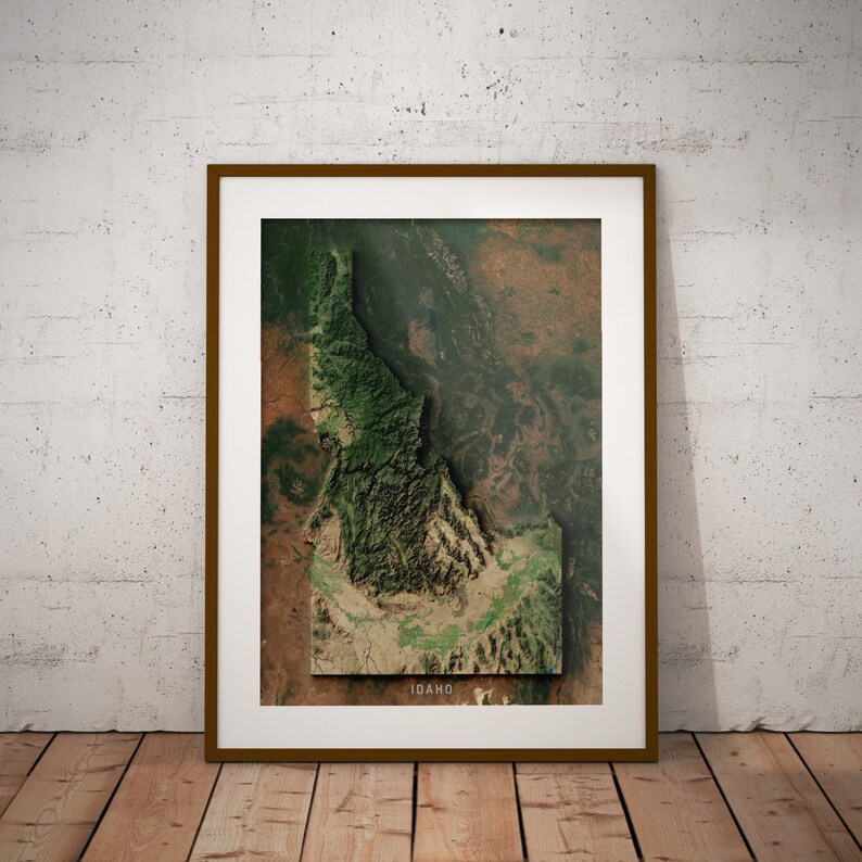 Idaho High-resolution Satellite Imagery US Printable Map - Etsy