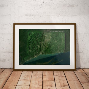 Connecticut — Carte des États-Unis avec imagerie satellitaire Poster