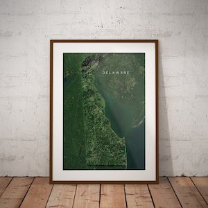 Delaware — Carte des États-Unis avec imagerie satellitaire Poster