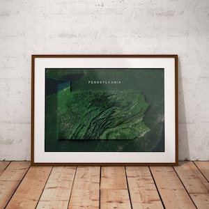 Pennsylvanie — Image satellite de la carte des États-Unis Poster
