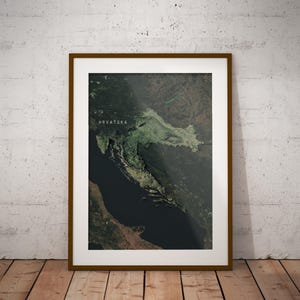 Croatie — Affiche de carte d'imagerie satellite