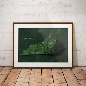 Kentucky — Carte des États-Unis avec imagerie satellite Poster