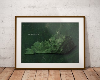 Kentucky — Satellite Imagery US Map Poster